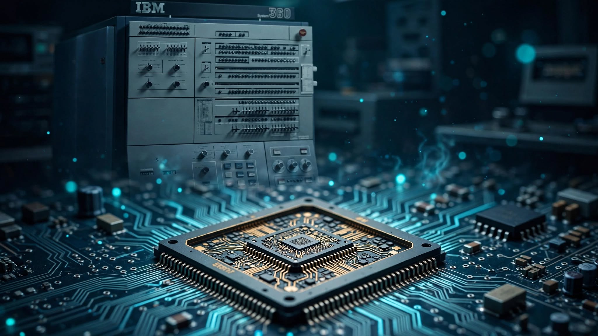 Tercera generación de computadoras 1964-1971 con circuito integrado y computadora IBM System 360.